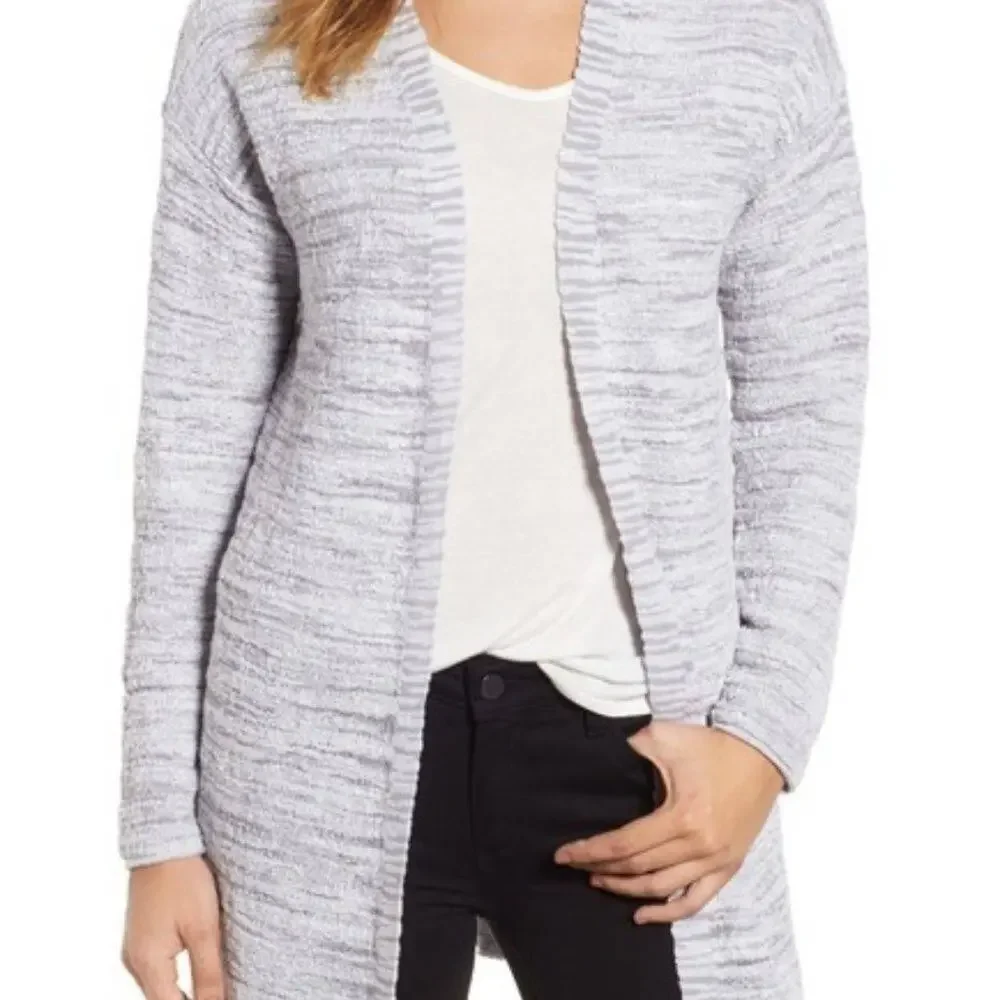 NIC+ZOE Lace It Back Gray Cotton Cardigan Medium